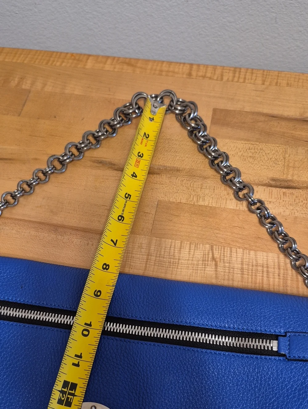 Marc Jacobs Gotham Blue Pebbled Leather Silver Chain Shoulder / Hand Purse Bag
